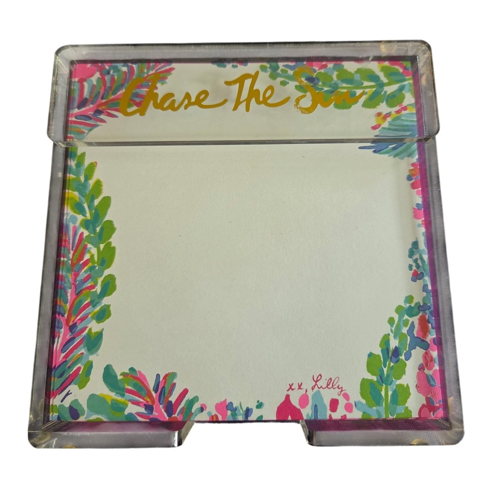 Lilly Pulitzer Acrylic Paper Holder Chase The Sun Floral Clear Desk Office Corp